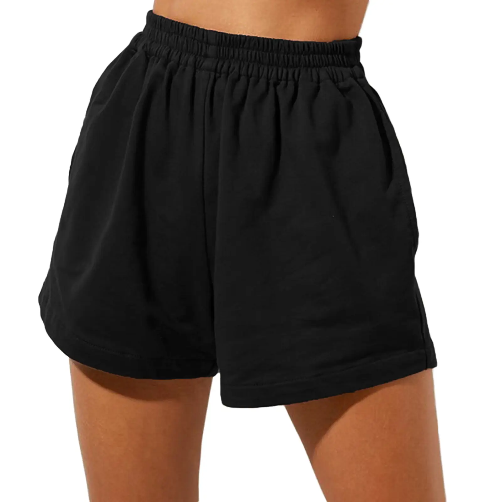 Women's 2025 Elastic Waist Loose Shorts Brown