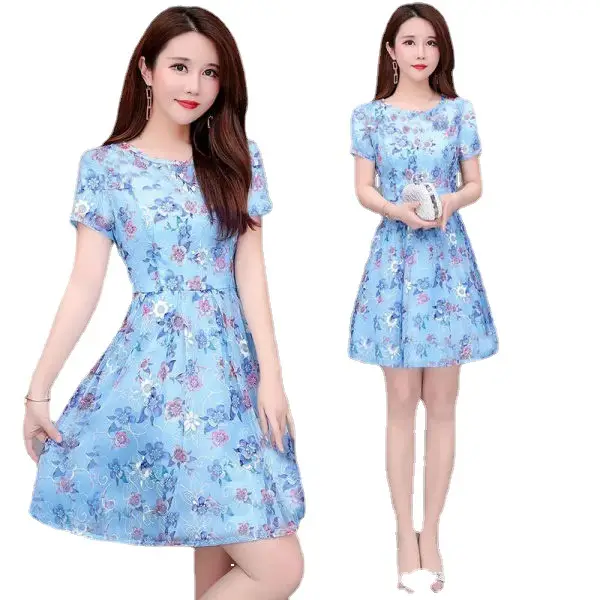 Women's Floral Waist Dress Summer Large Size - Image 6