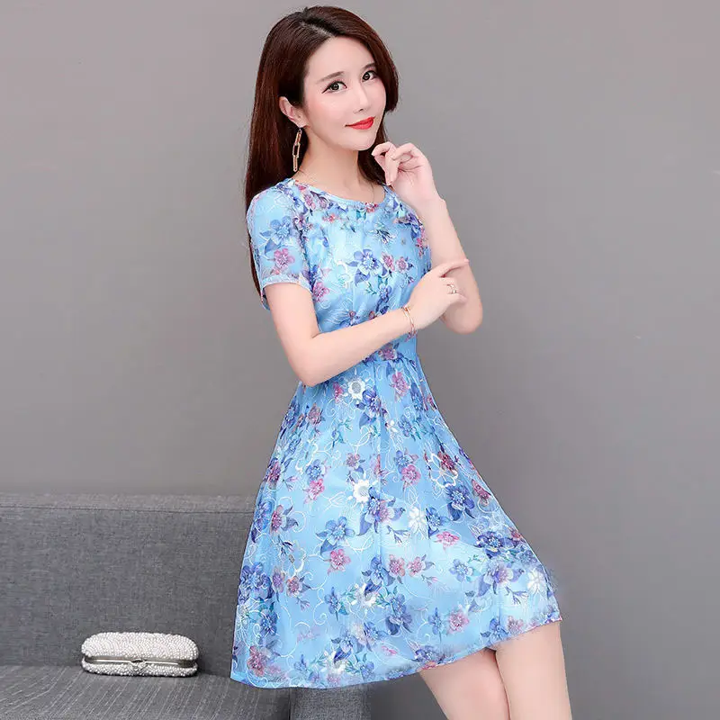 Women's Floral Waist Dress Summer Large Size — feature 3