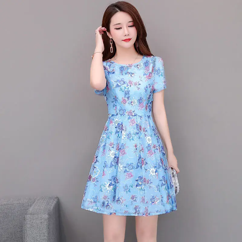 Women's Floral Waist Dress Summer Large Size — feature 4