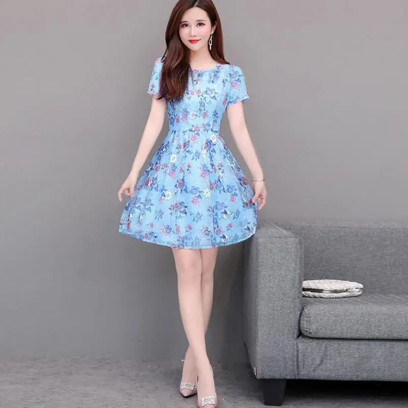 Women's Floral Waist Dress Summer Large Size — feature 5