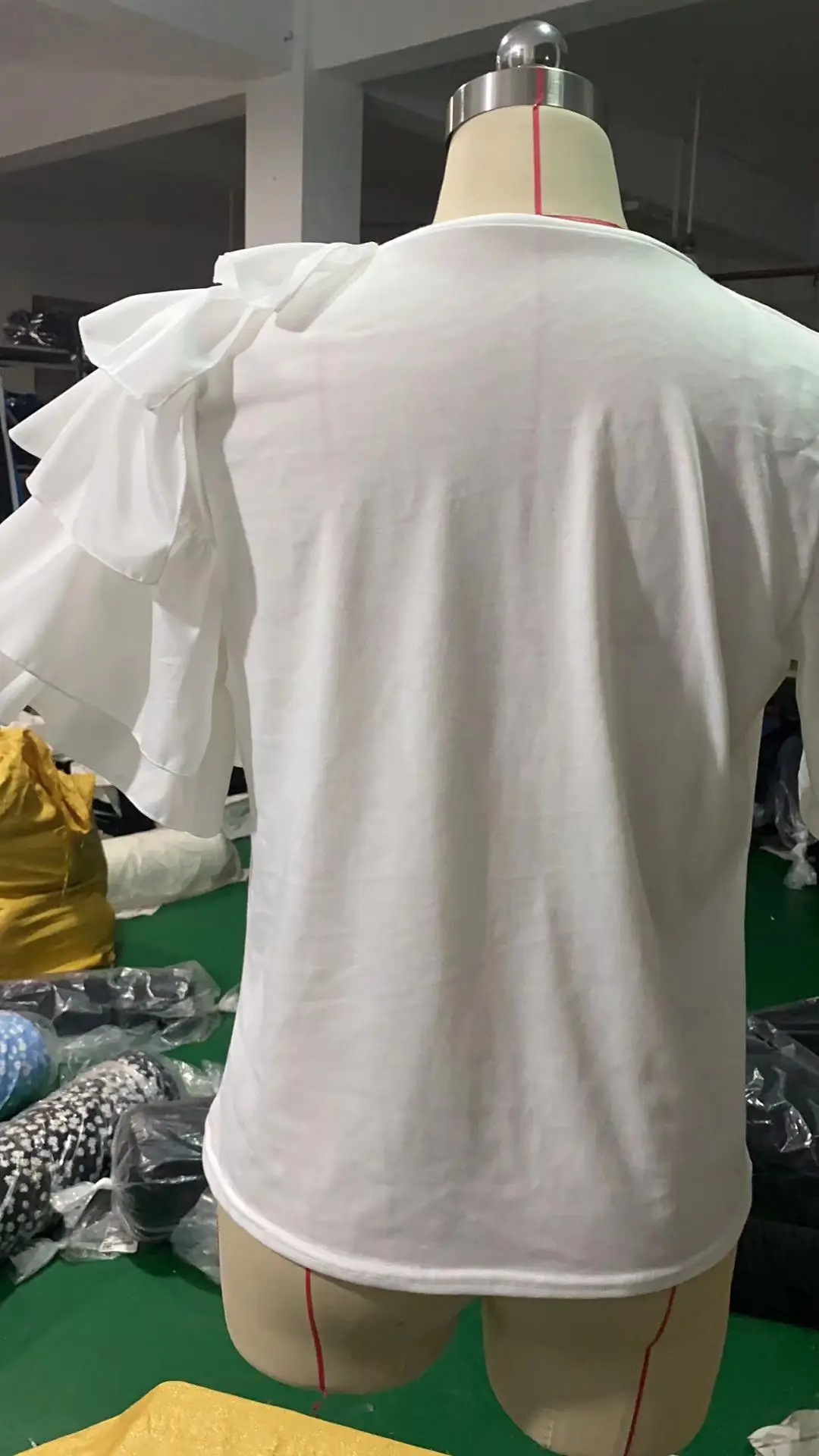 2021 Summer Ruffled T-Shirt White Short Sleeve — feature 10