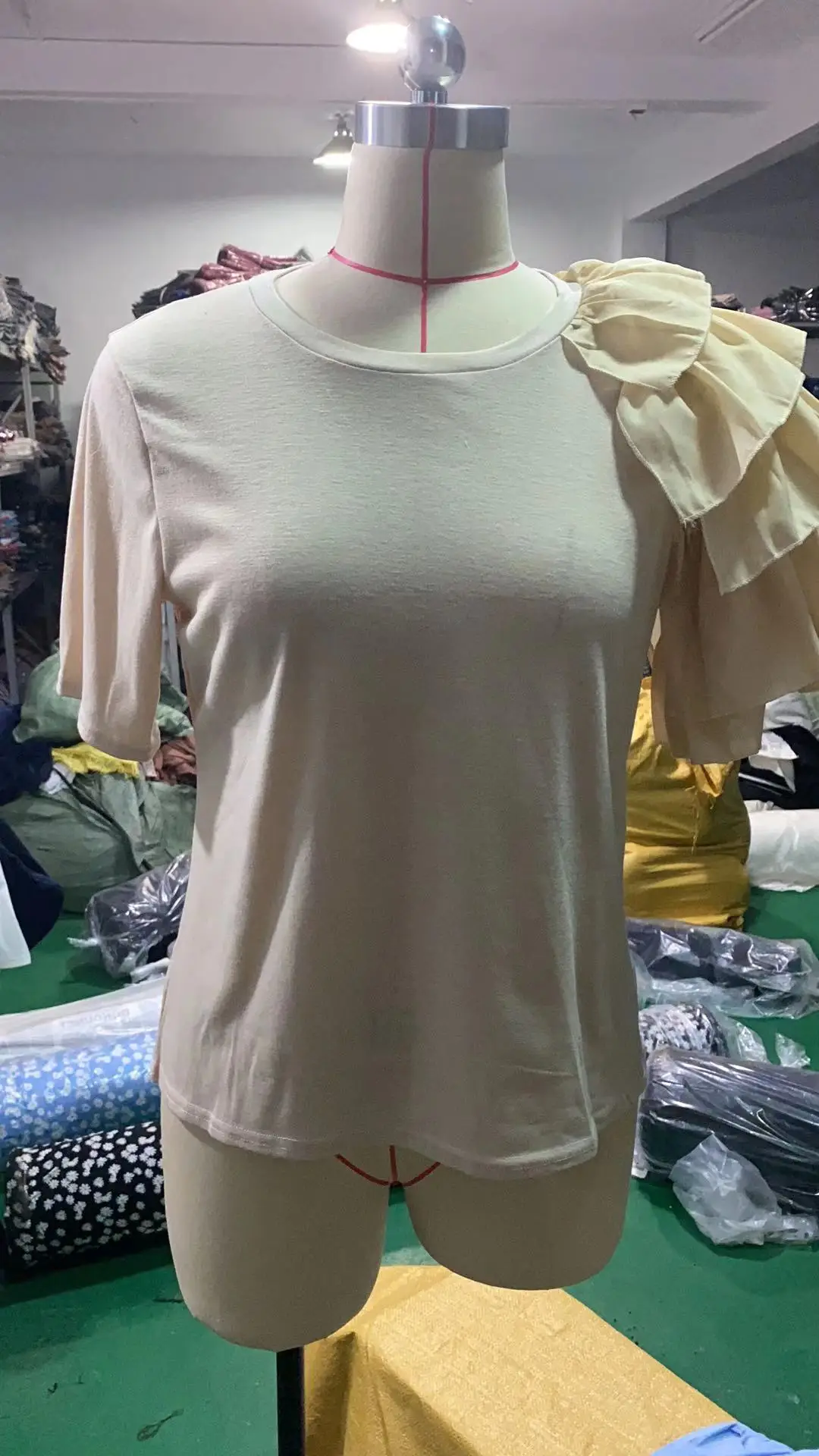 2021 Summer Ruffled T-Shirt White Short Sleeve — feature 8