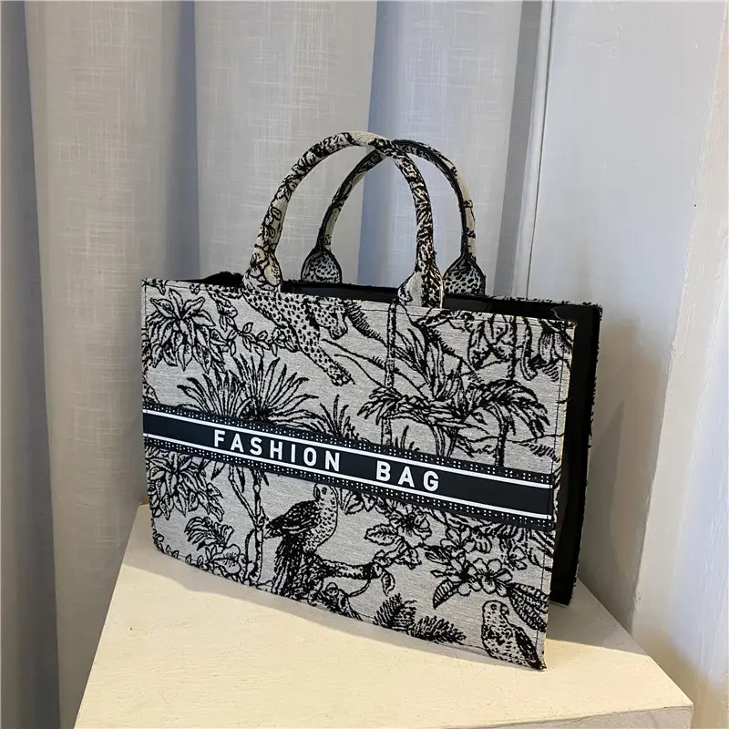 2021 Blue Floral Large Shoulder Bag Women - Image 3