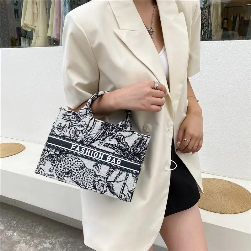 2021 Blue Floral Large Shoulder Bag Women - Image 5