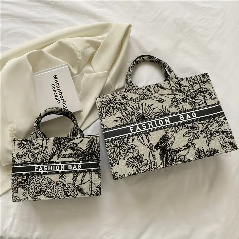 2021 Blue Floral Large Shoulder Bag Women - Image 2