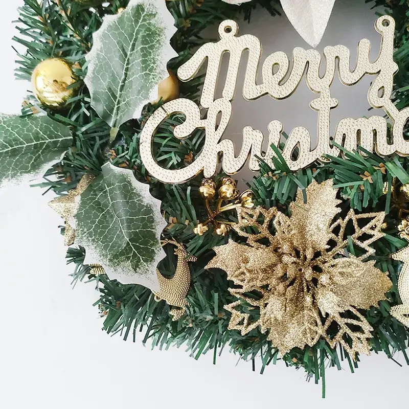 New Style Christmas Wreath 30cm Gold Bow Pine Cone Decor - Image 6