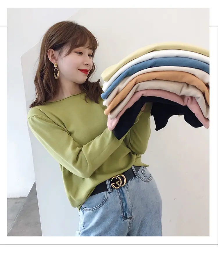 Women V-Neck Sweater Saree Base Cotton Loose Spring Autumn — feature 1
