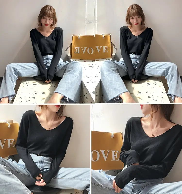 Women V-Neck Sweater Saree Base Cotton Loose Spring Autumn — feature 13