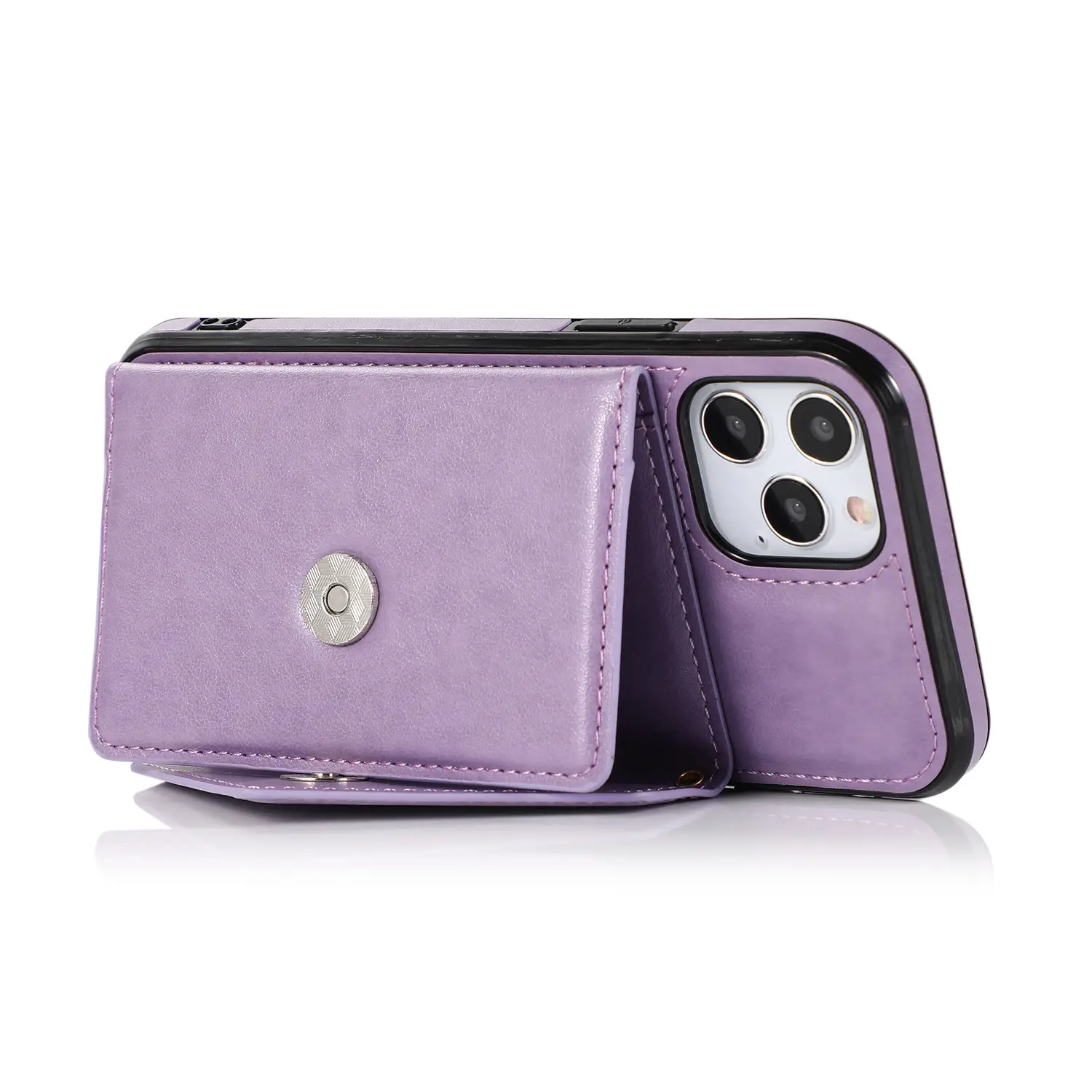 Pink Leather Triangle Crossbody Phone Case with Card Holder - Image 10