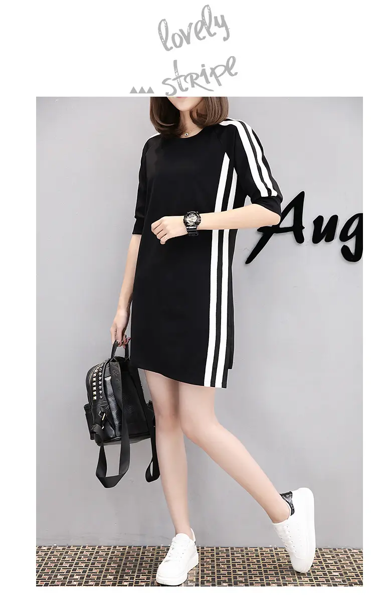 Women Red Three Quarter Sleeve Casual Dress Mid Length