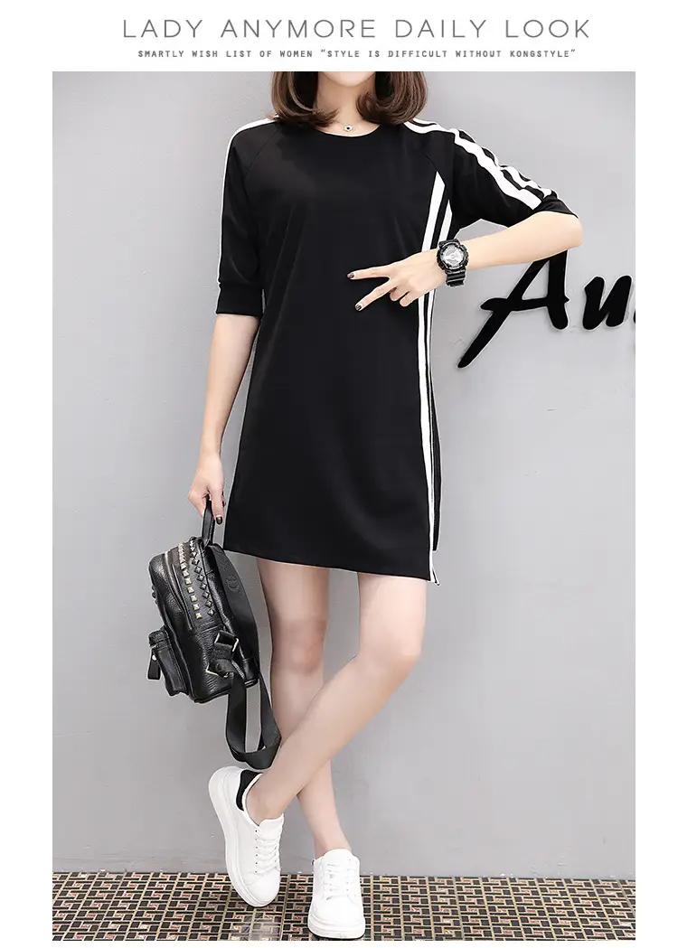 Women Red Three Quarter Sleeve Casual Dress Mid Length — feature 5