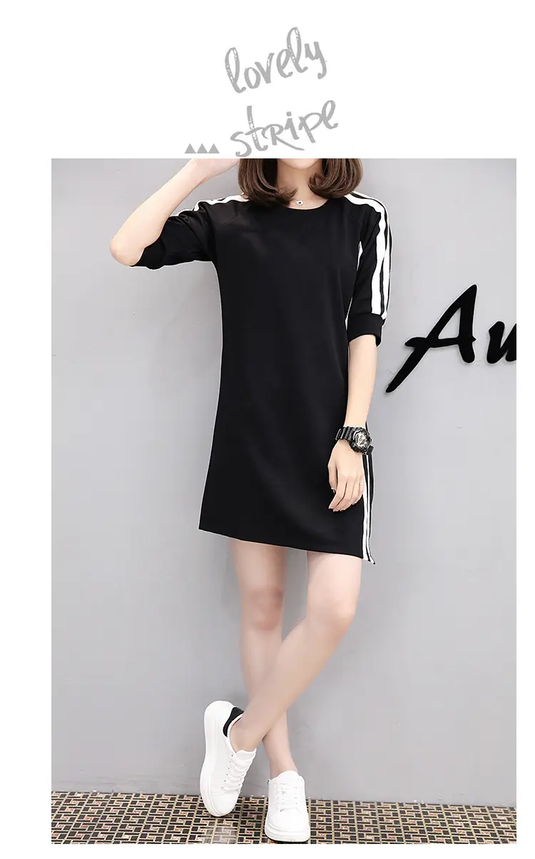 Women Red Three Quarter Sleeve Casual Dress Mid Length — feature 7