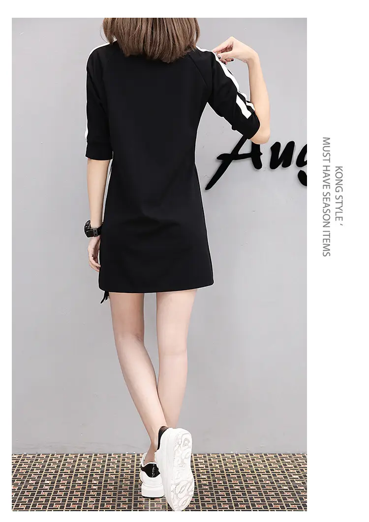 Women Red Three Quarter Sleeve Casual Dress Mid Length — feature 8