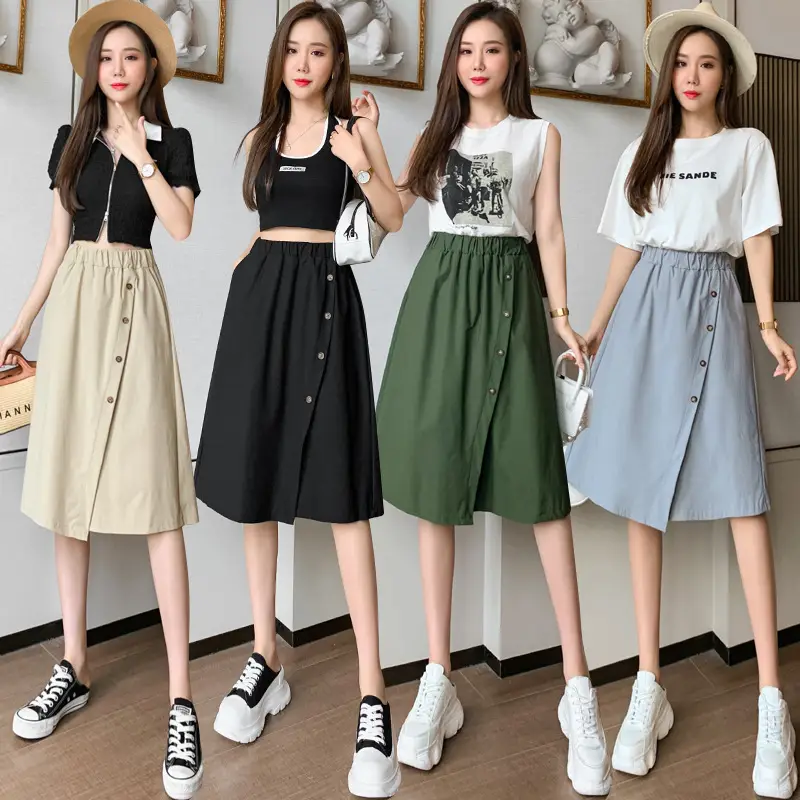 Korean Style Elastic Waist Loose Wide Leg Pants Green - Image 5