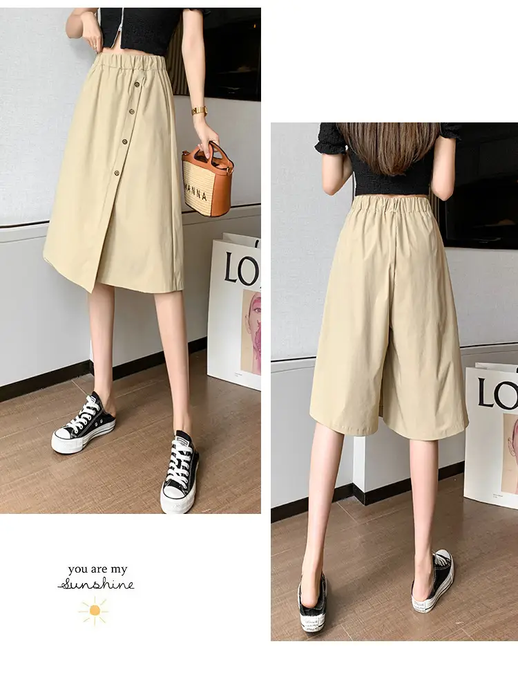 Korean Style Elastic Waist Loose Wide Leg Pants Green — feature 18