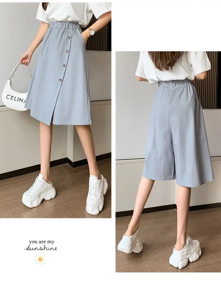 Korean Style Elastic Waist Loose Wide Leg Pants Green — feature 21