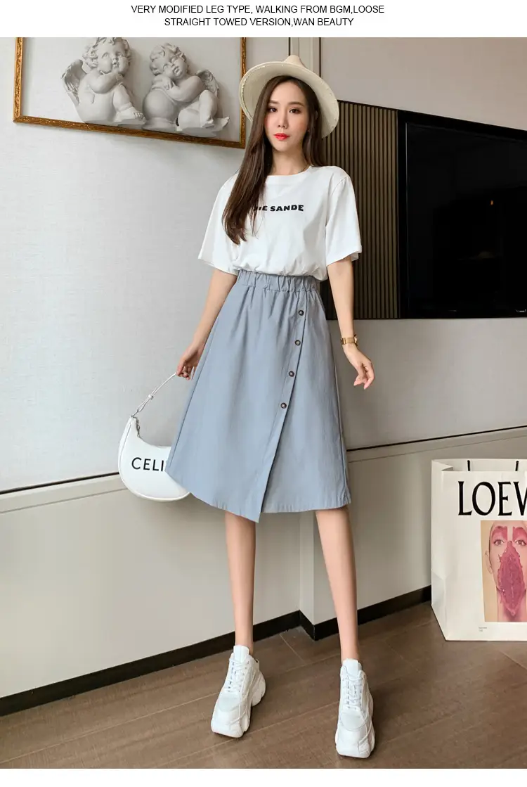 Korean Style Elastic Waist Loose Wide Leg Pants Green — feature 25