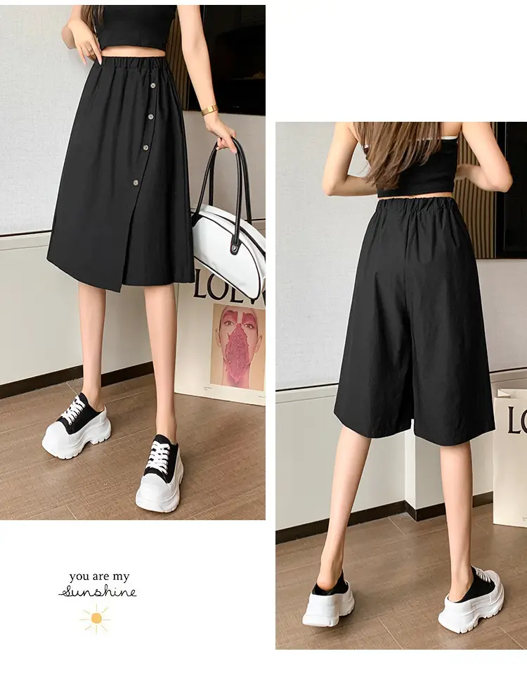 Korean Style Elastic Waist Loose Wide Leg Pants Green — feature 28