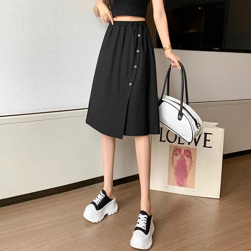 Korean Style Elastic Waist Loose Wide Leg Pants Green - Image 2