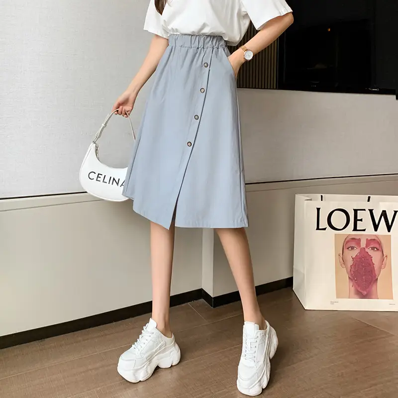 Korean Style Elastic Waist Loose Wide Leg Pants Green - Image 4