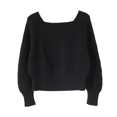 Women's Knitted Square Collar Pullover Sweater Set