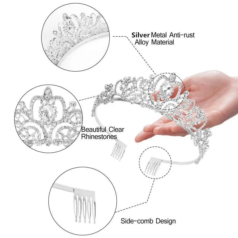 Elegant Blue Crystal Bridal Crown for Women - Image 20