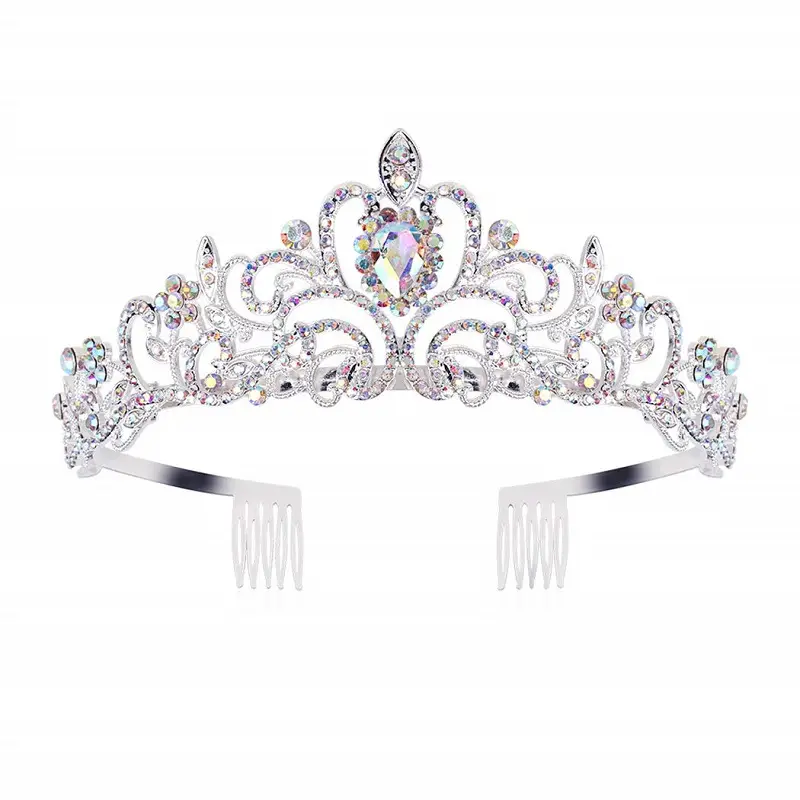 Elegant Blue Crystal Bridal Crown for Women - Image 8