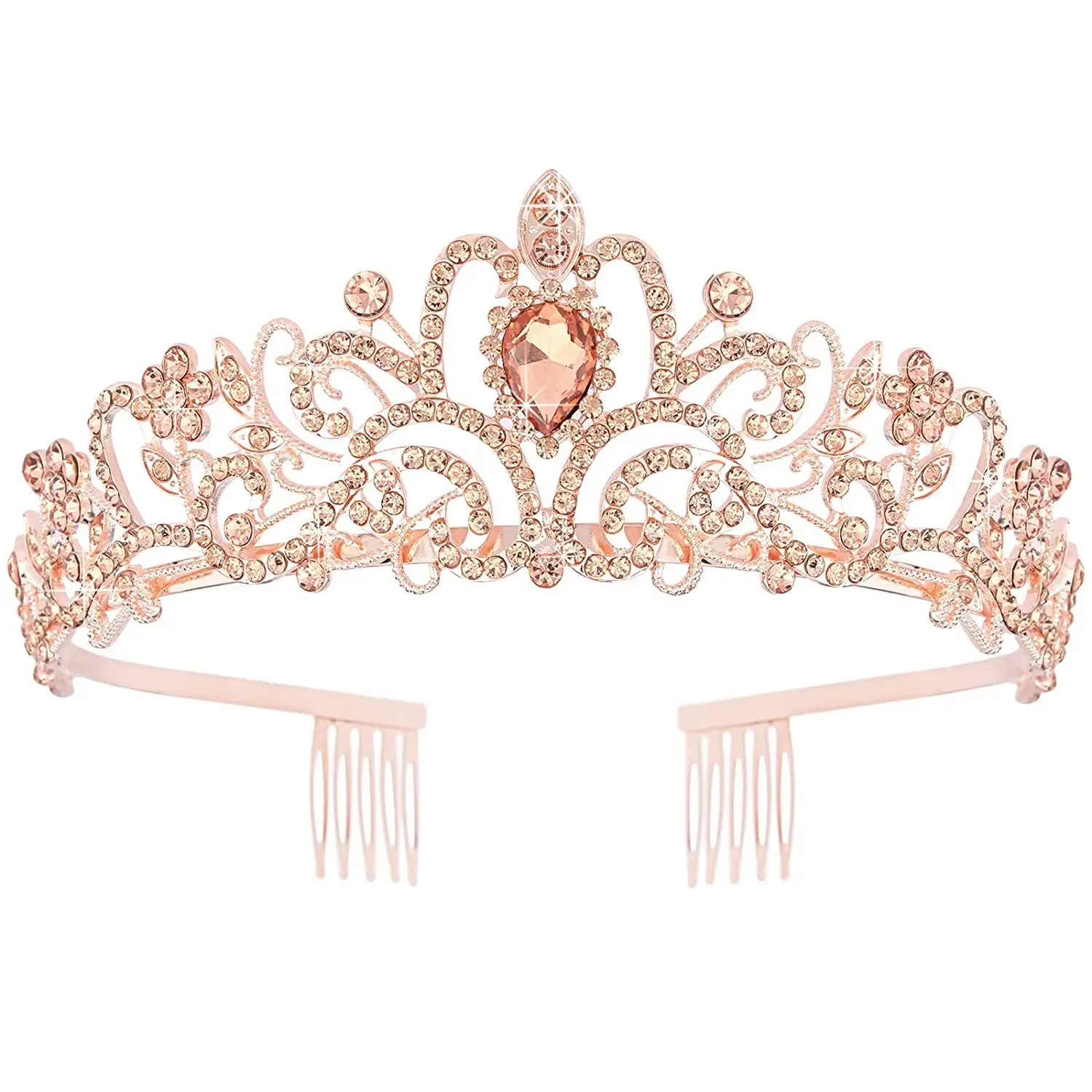 Elegant Blue Crystal Bridal Crown for Women - Image 10