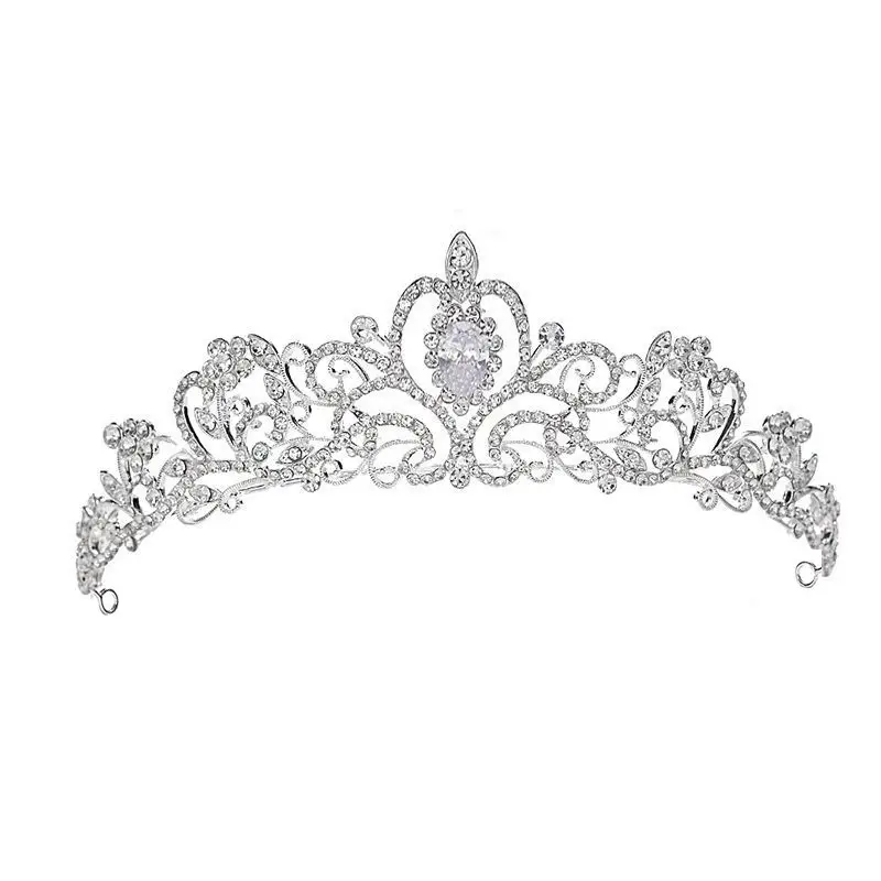 Elegant Blue Crystal Bridal Crown for Women - Image 2