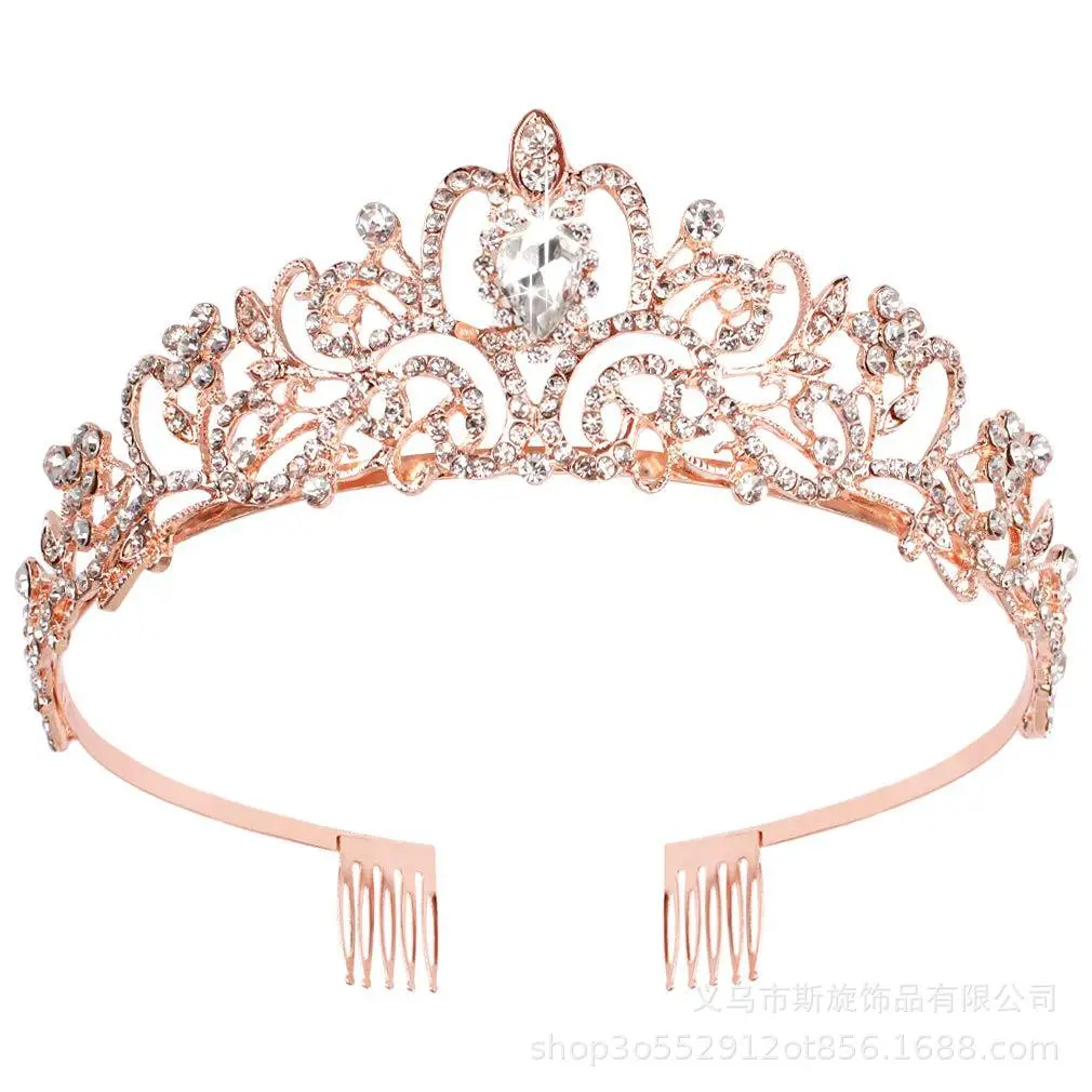 Elegant Blue Crystal Bridal Crown for Women - Image 3