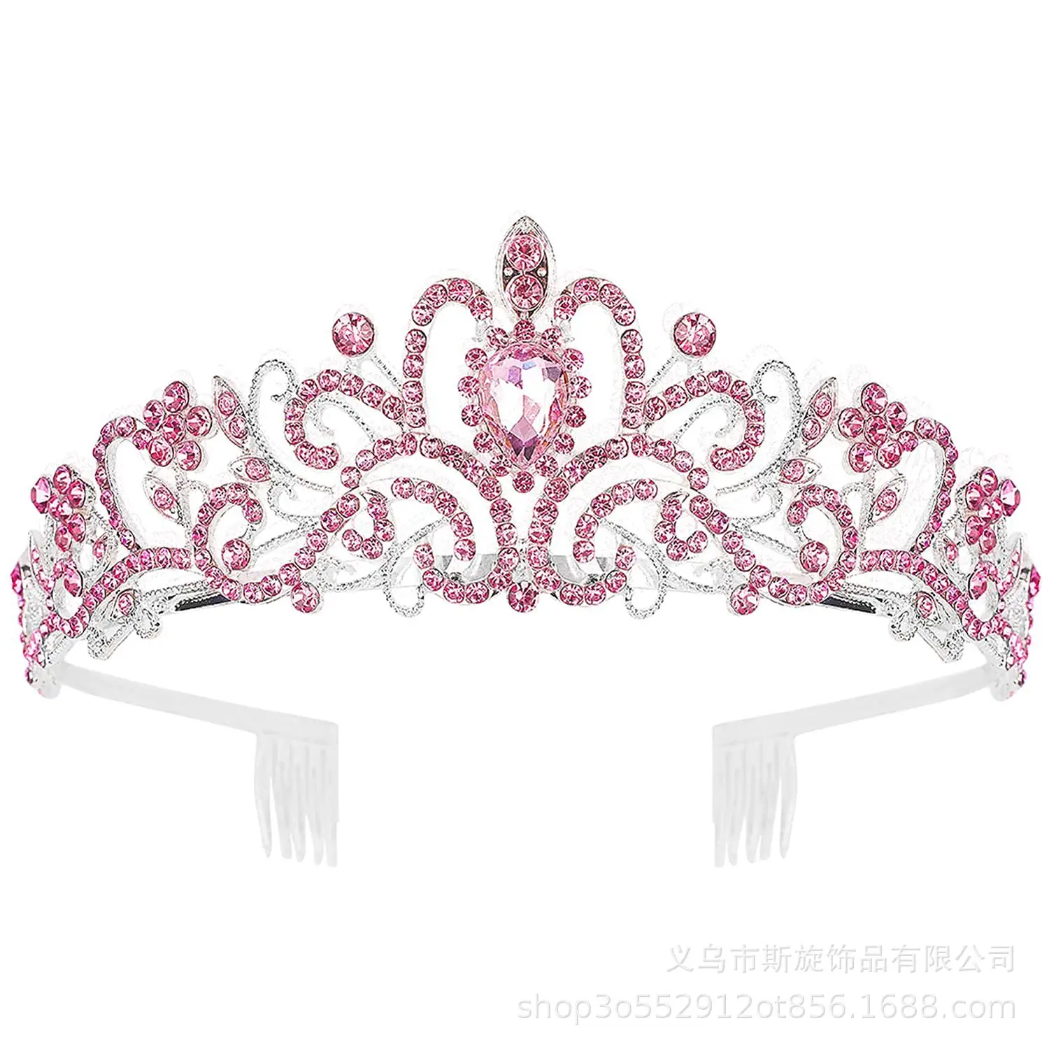 Elegant Blue Crystal Bridal Crown for Women - Image 5