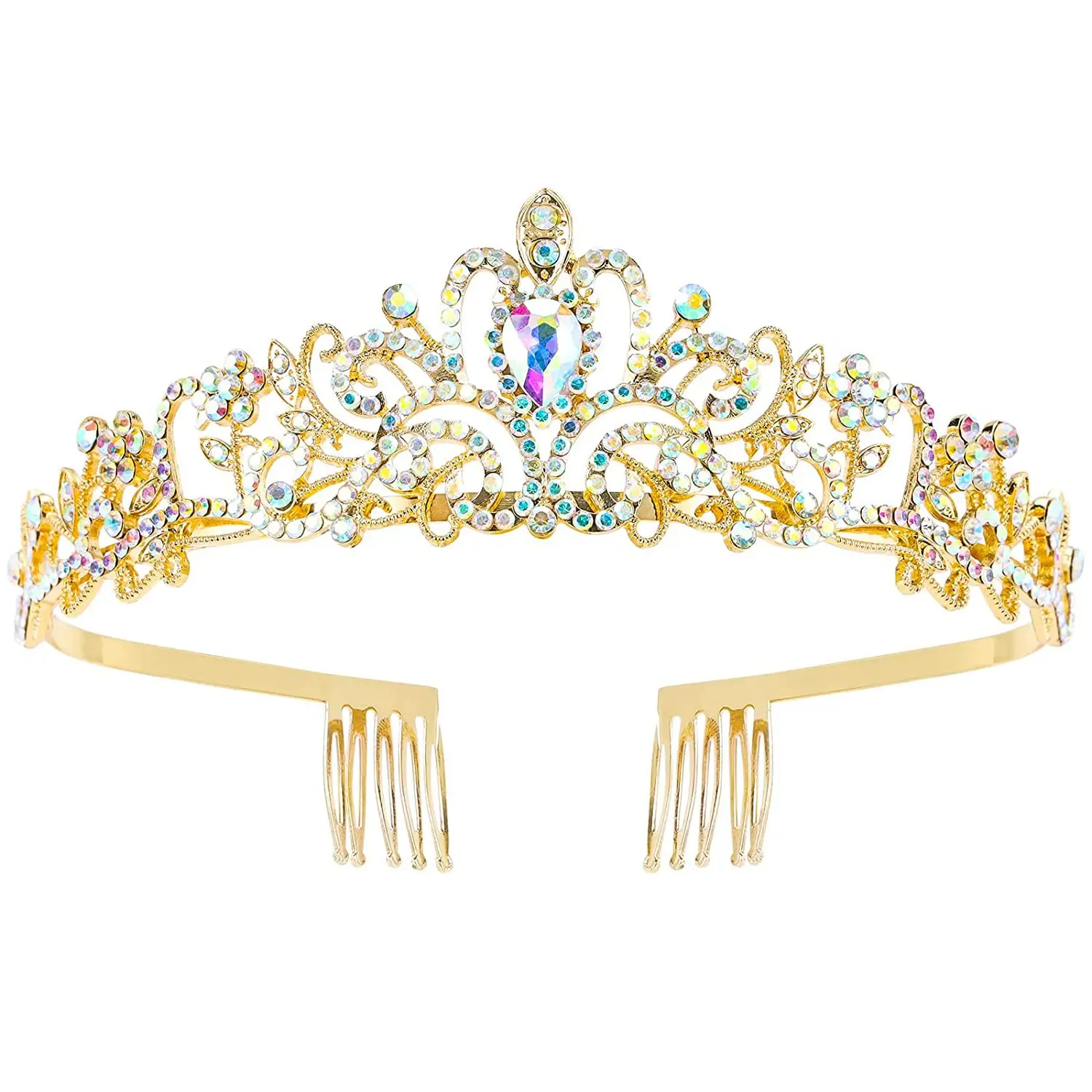 Elegant Blue Crystal Bridal Crown for Women - Image 9