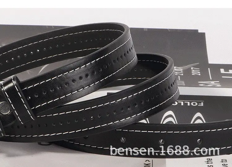 Women's Black Leather Belt with Silver Buckle β feature 11