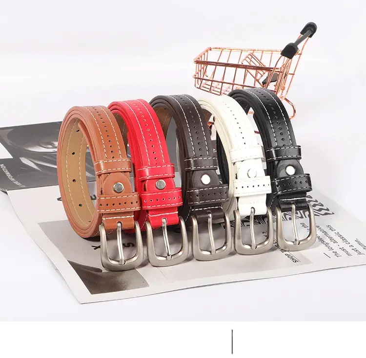 Women's Black Leather Belt with Silver Buckle β feature 2