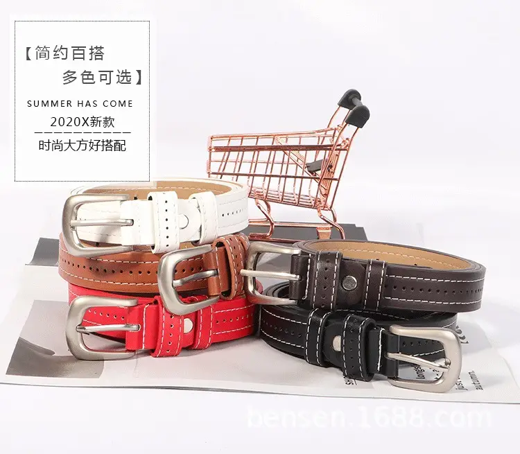 Women's Black Leather Belt with Silver Buckle β feature 5