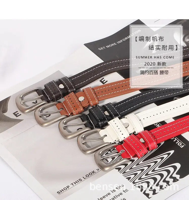 Women's Black Leather Belt with Silver Buckle β feature 7