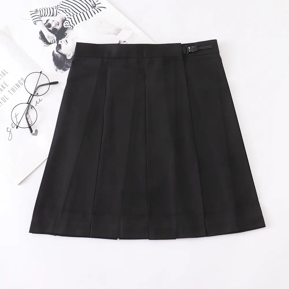 Black Pleated College Skirt for Women - Image 15