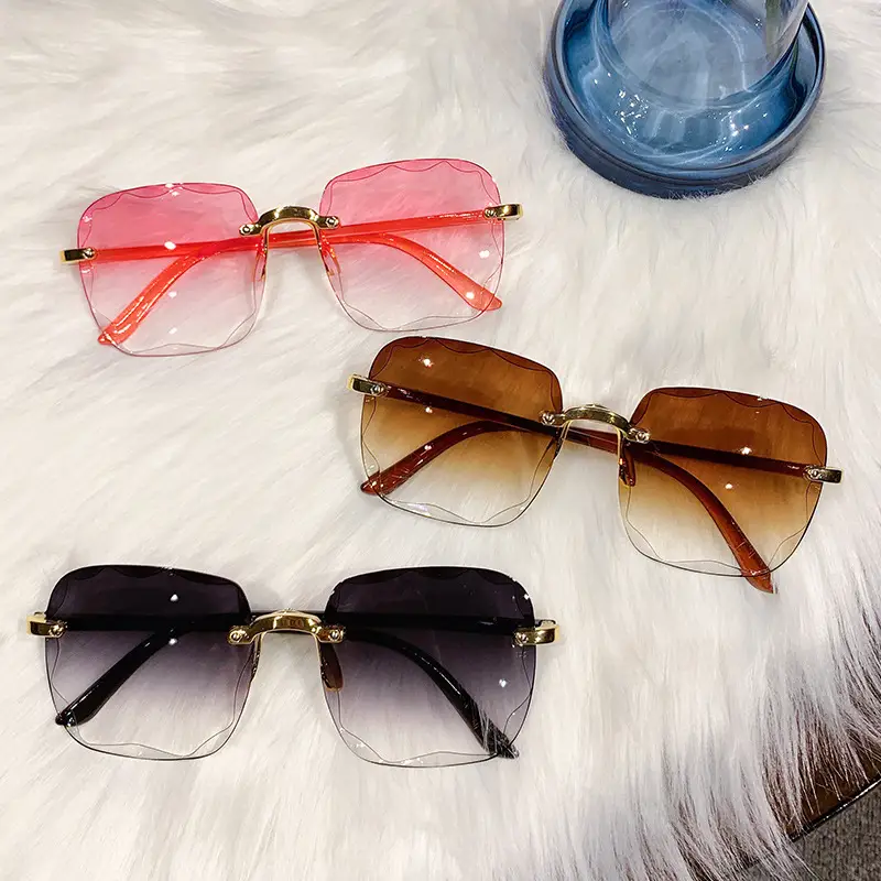 Korean Style Frameless Sunglasses UV-Proof Black - Image 11