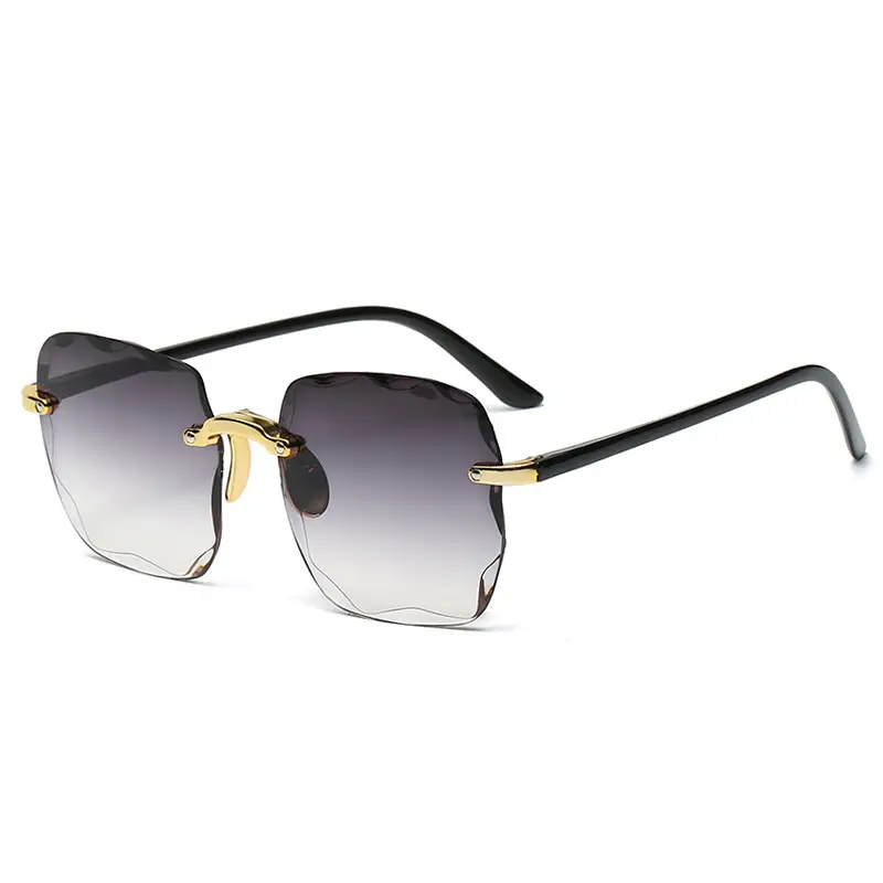 Korean Style Frameless Sunglasses UV-Proof Black - Image 12