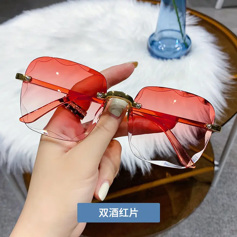 Korean Style Frameless Sunglasses UV-Proof Black - Image 3