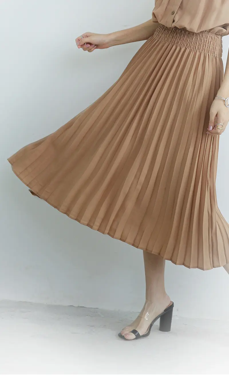 Korean Style Pleated Chiffon Dress Navy Blue — feature 15
