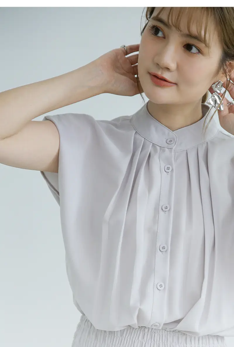 Korean Style Pleated Chiffon Dress Navy Blue — feature 8
