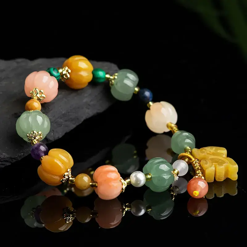 Natural Xinjiang Golden Silk Jade Bracelet Dongling Jade Topaz Original - Image 2