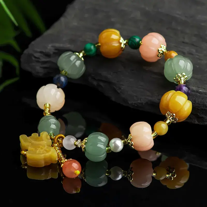 Natural Xinjiang Golden Silk Jade Bracelet Dongling Jade Topaz Original - Image 3
