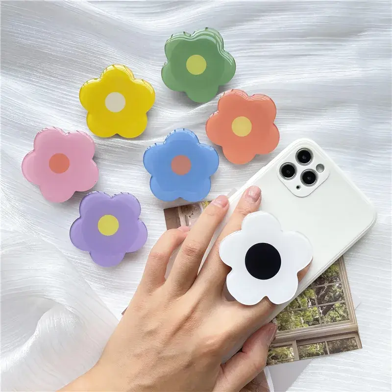 Purple Flower Mobile Phone Bracket with Lazy Desktop Fold - Image 9