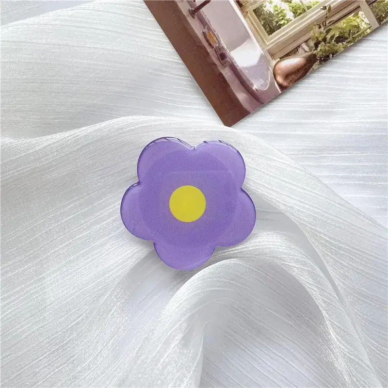 Purple Flower Mobile Phone Bracket with Lazy Desktop Fold - Image 2
