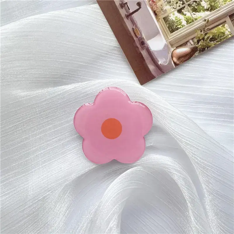 Purple Flower Mobile Phone Bracket with Lazy Desktop Fold - Image 3