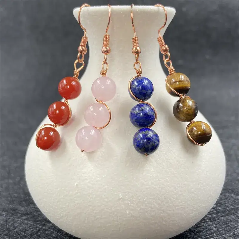 Red Agate Earrings Vintage Women's Fashion - Image 5