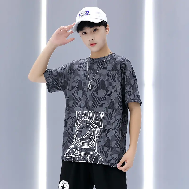 Boys Orange Printed Short Sleeve T-Shirt Western Style - Image 4